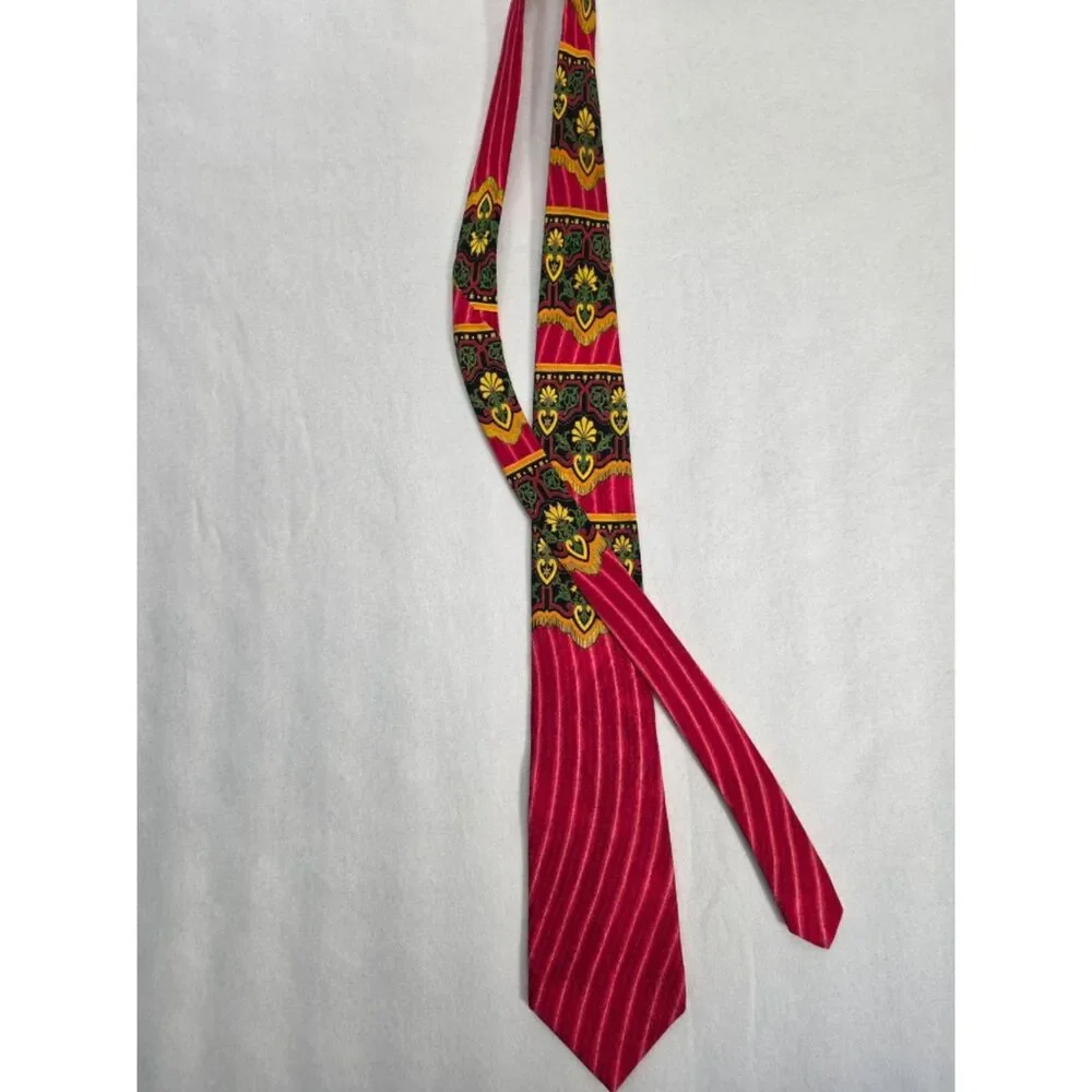 Rush Limbaugh Vintage 1996 Silk Tie No Boundaries Baroque Fringe Red Gold